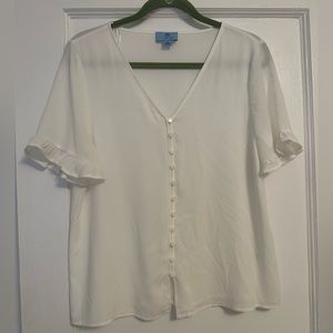 Brand new white ruffle Cece top, Nordstrom, size M